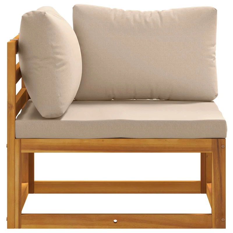 Sectional Corner Sofa with Cushions Solid Acacia Wood Natural