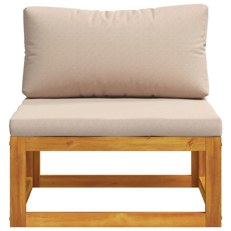Sectional Middle Sofa with Cushions Solid Acacia Wood Natural