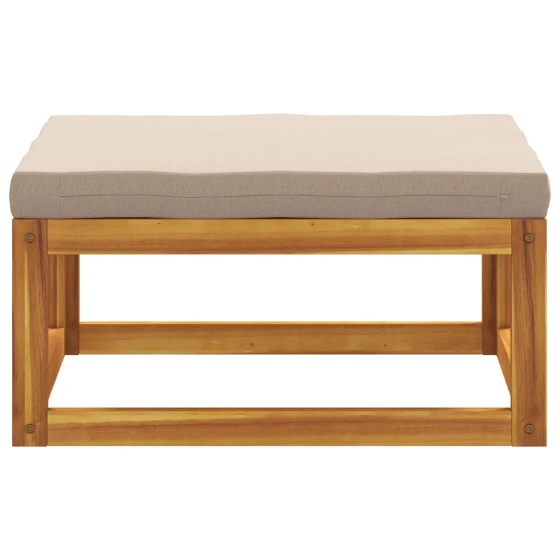 Sectional Footrest with Cushions Solid Acacia Wood Natural