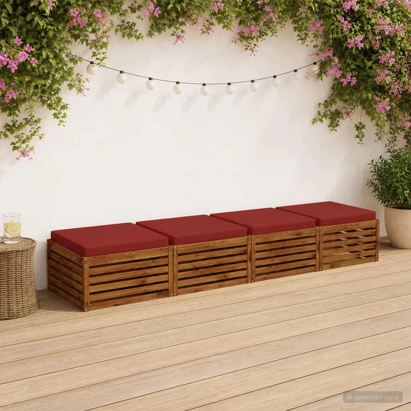Seat Cushions SOEST 4 pcs 100% Polyester Red 60 x 60 x 7 cm