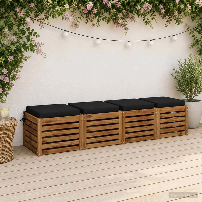 Seat Cushions SOEST 4 pcs 100% Polyester Black 40 x 40 x 7 cm