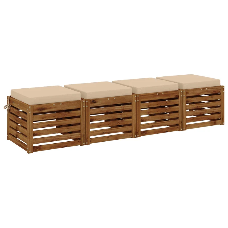 Seat Cushions SOEST 4 pcs 100% Polyester Cream 40 x 40 x 7 cm