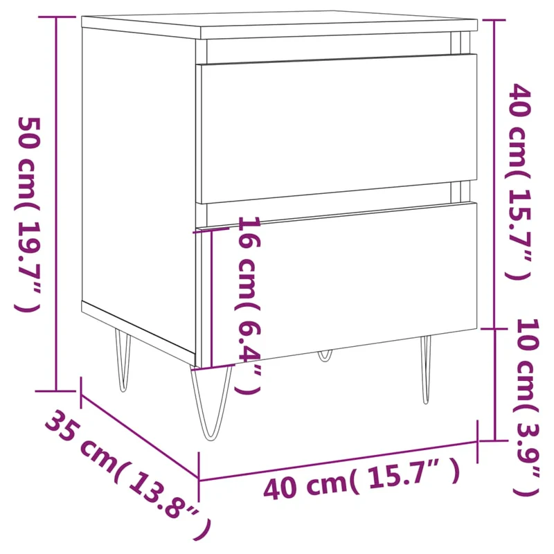 Bedside Cabinet White 40x35x50 cm Engineered Wood