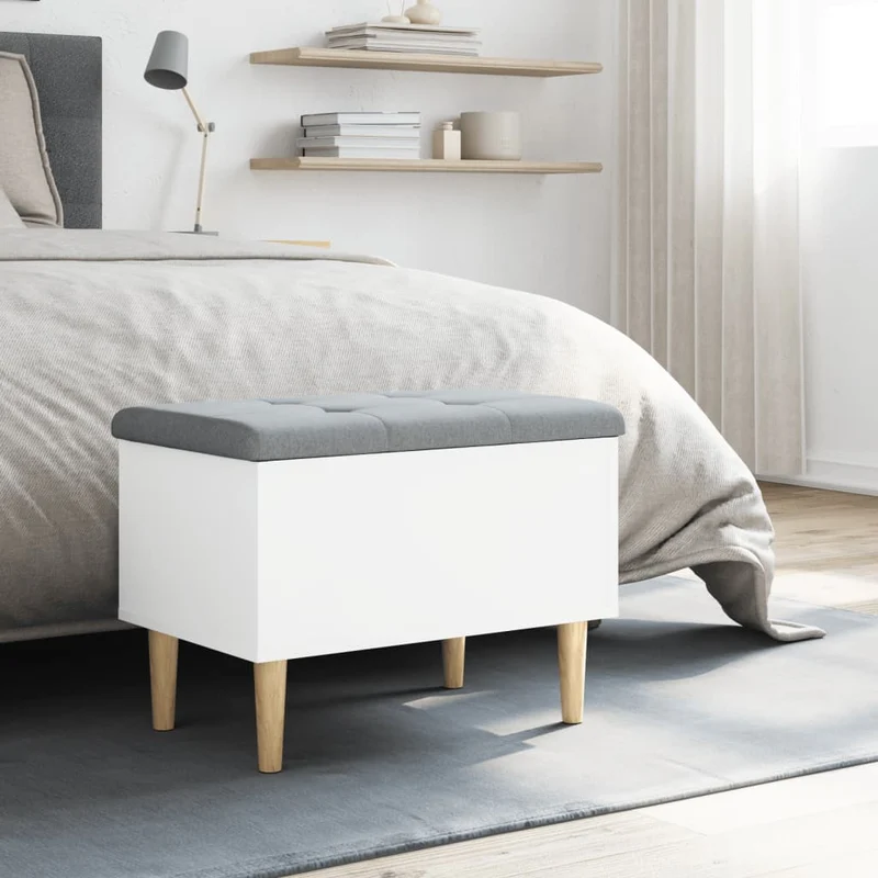 Storage Bench White 62x42x46 cm Engineered Wood