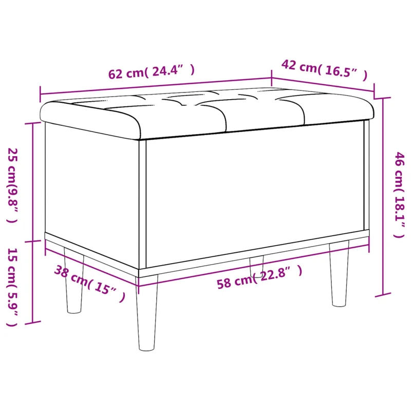 Storage Bench White 62x42x46 cm Engineered Wood