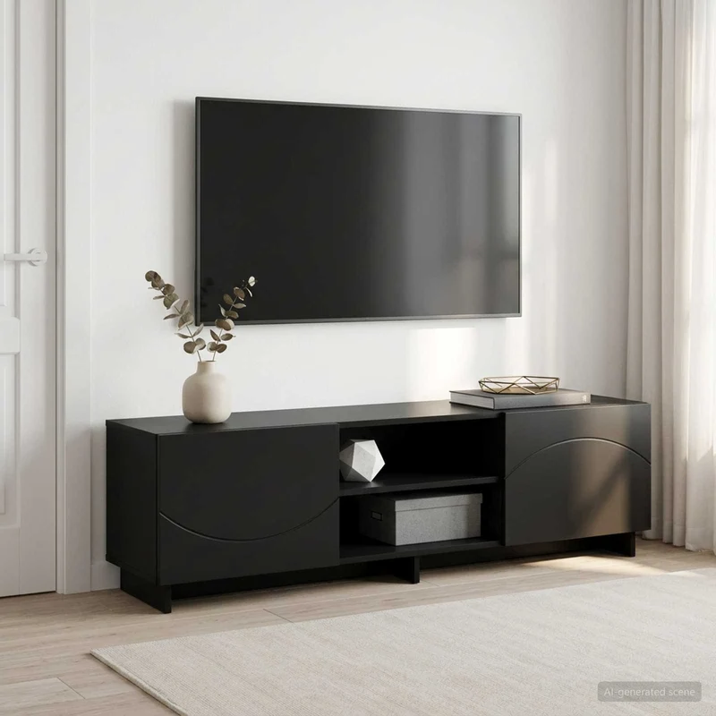 TV Stand 140 x 34.5 x 40 cm Black Engineered Wood