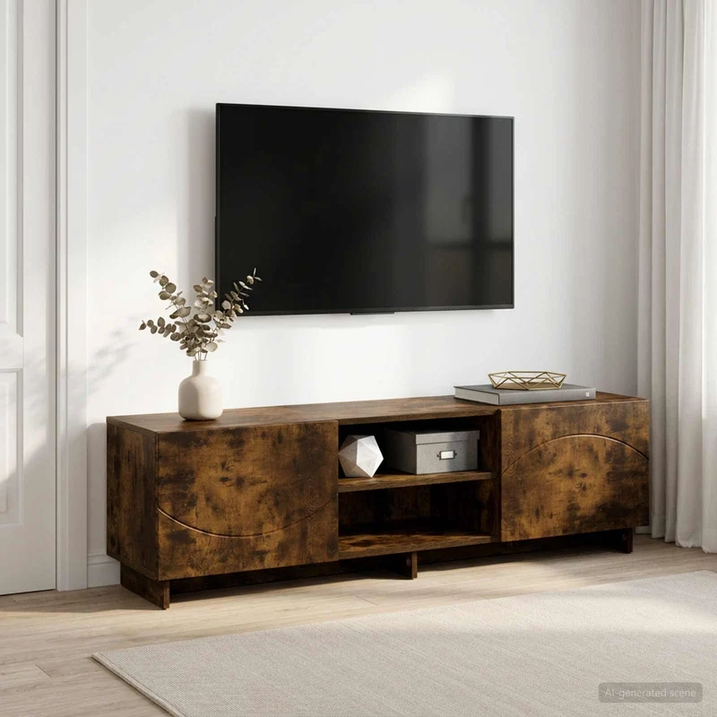 TV Stand 140 x 34.5 x 40 cm Smoked Oak Engineered Wood