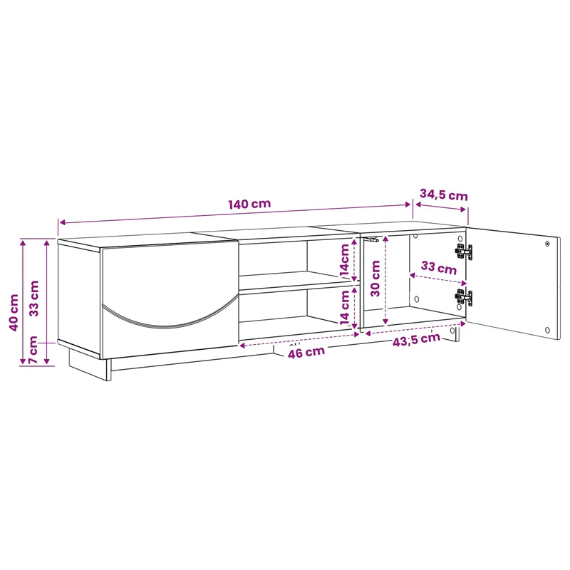 TV Stand 140 x 34.5 x 40 cm Smoked Oak Engineered Wood