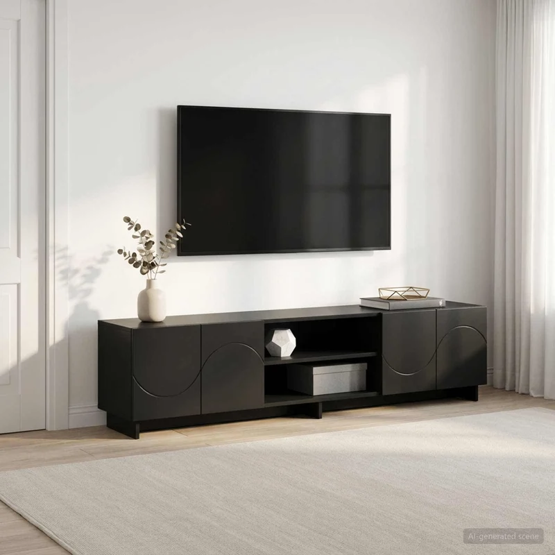 TV Stand 180 x 34.5 x 40 cm Black Engineered Wood