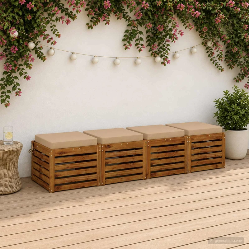 Seat Cushions SOEST 4 pcs 100% Polyester Sand 45 x 45 x 7 cm
