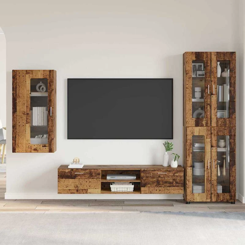 TV Cabinet Set FLORIN 3 pcs Old Wood Engineered Wood