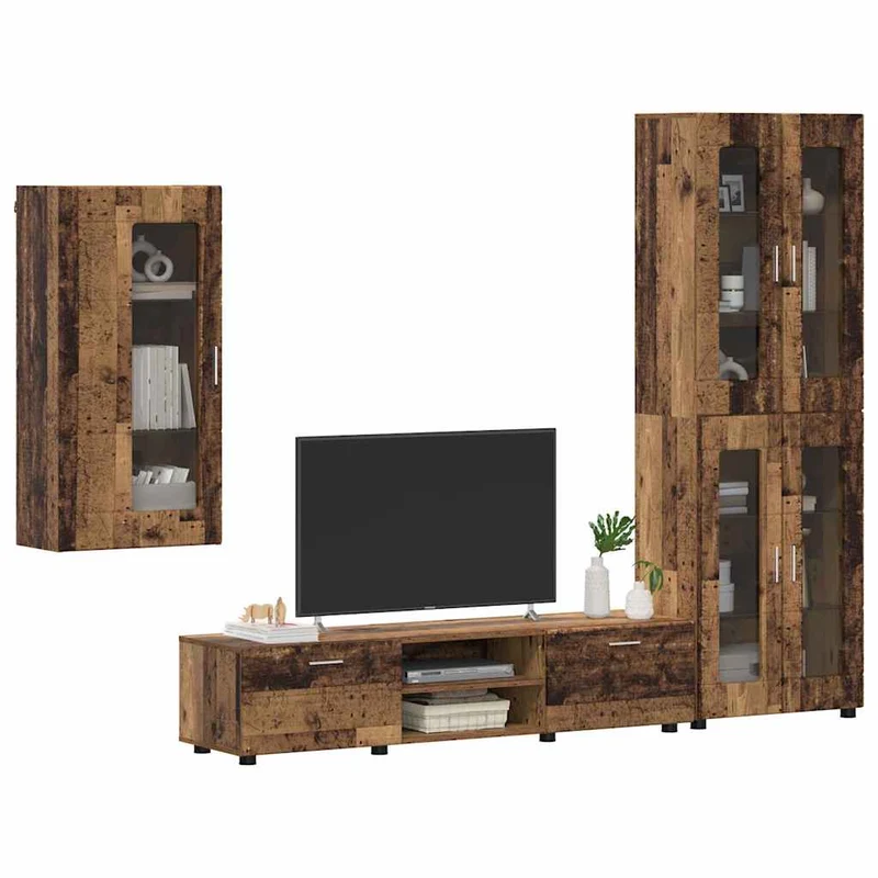 TV Cabinet Set FLORIN 3 pcs Old Wood Engineered Wood