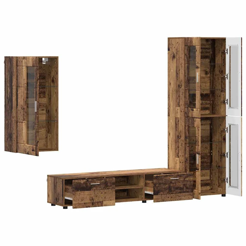 TV Cabinet Set FLORIN 3 pcs Old Wood Engineered Wood