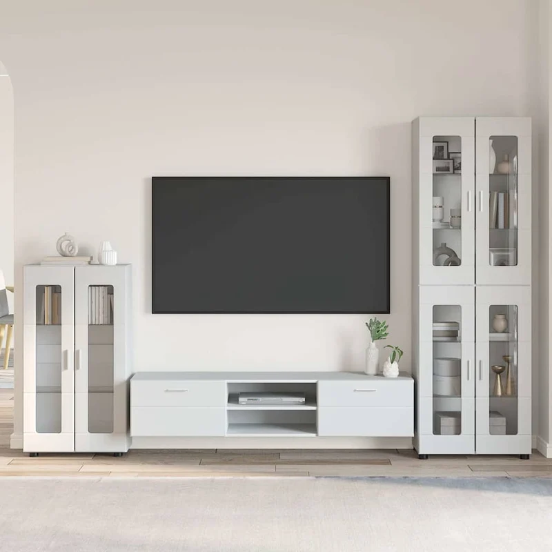 TV Cabinet Set FLORIN 3 pcs White Engineered Wood