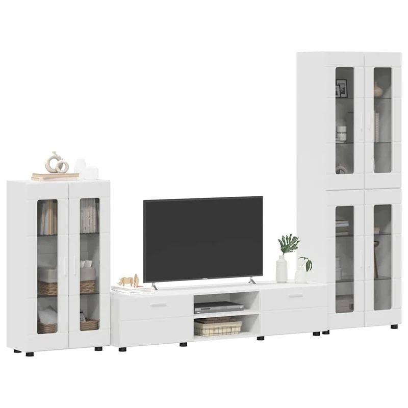 TV Cabinet Set FLORIN 3 pcs White Engineered Wood