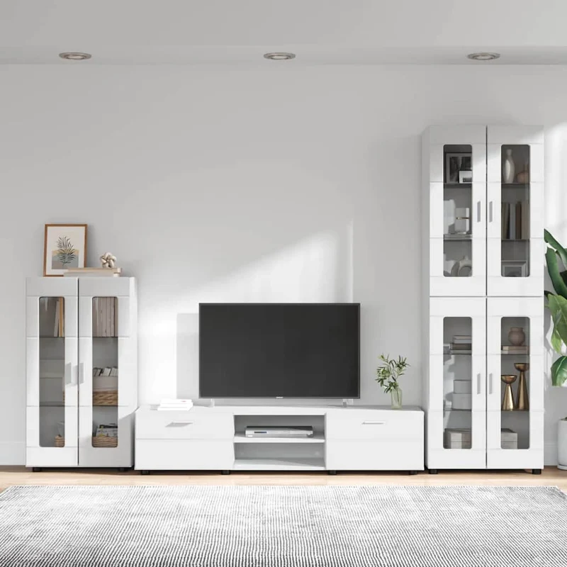 TV Cabinet Set FLORIN 3 pcs White Engineered Wood