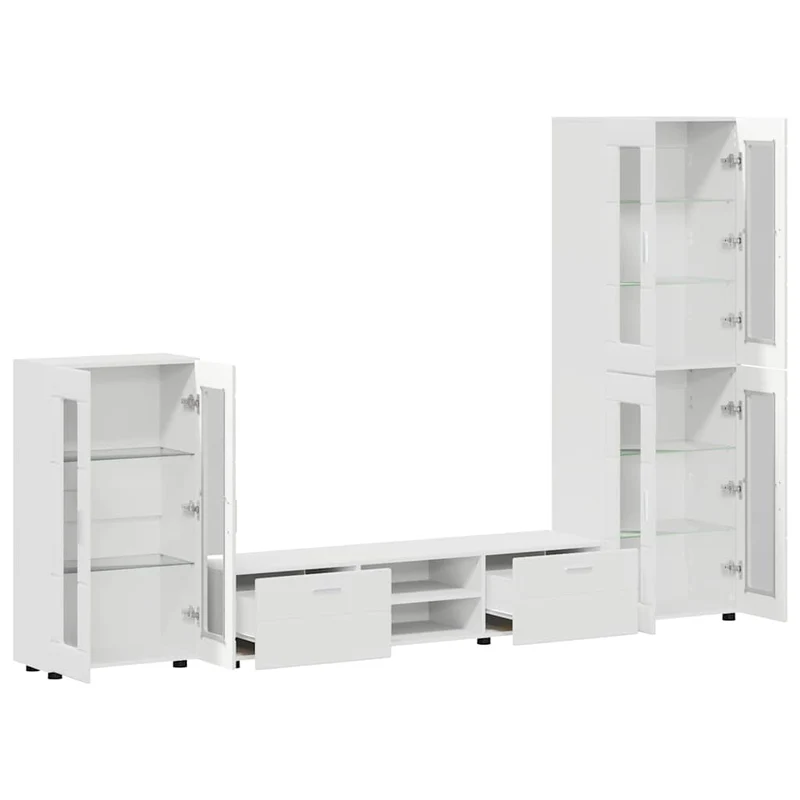 TV Cabinet Set FLORIN 3 pcs White Engineered Wood