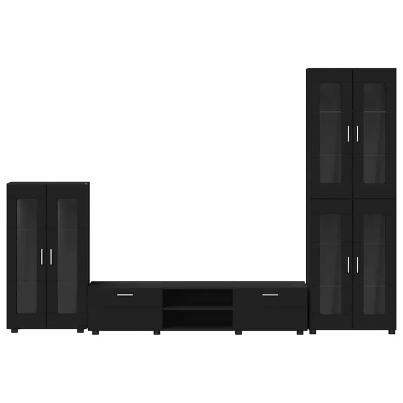 TV Cabinet Set FLORIN 3 pcs Black Engineered Wood