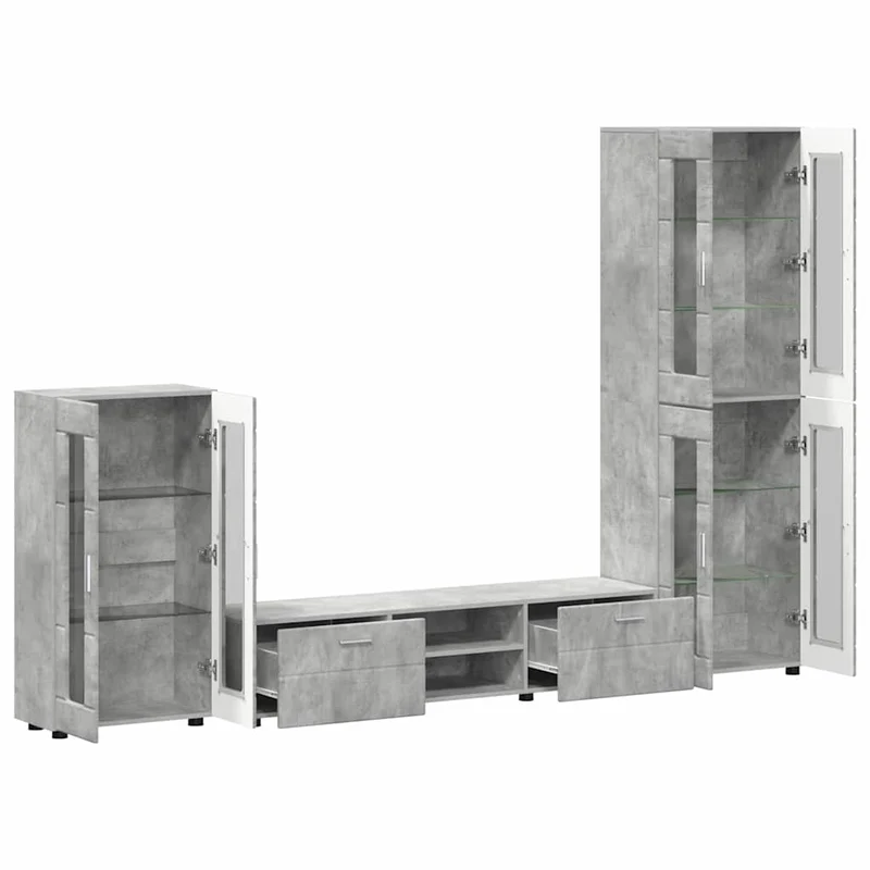 TV Cabinet Set FLORIN 3 pcs Concrete Grey Engineered Wood
