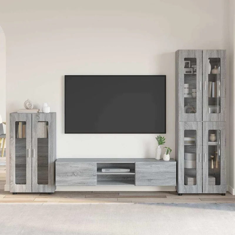TV Cabinet Set FLORIN 3 pcs Grey Sonoma Engineered Wood