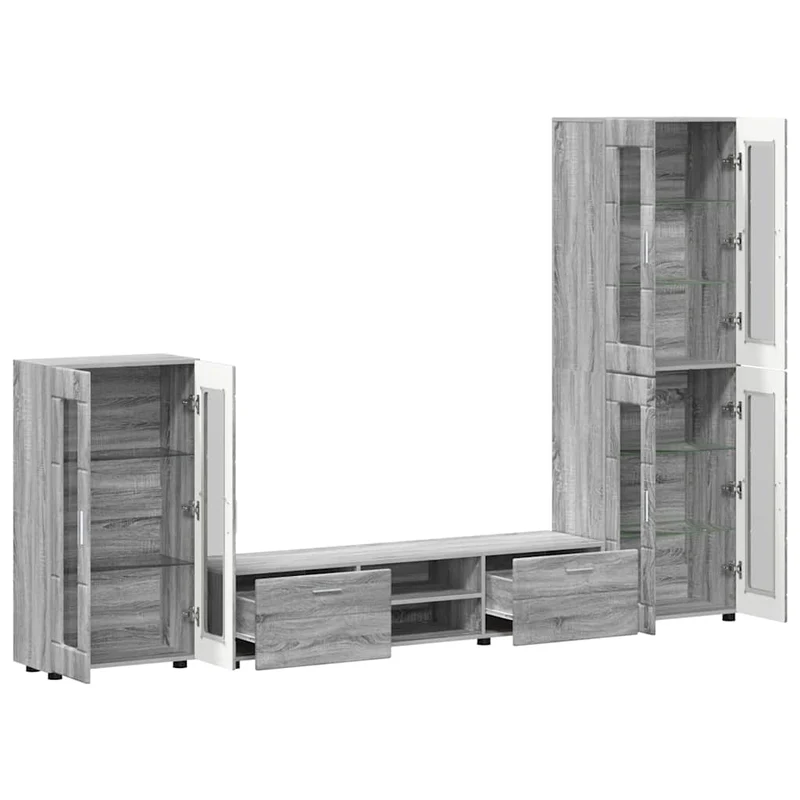 TV Cabinet Set FLORIN 3 pcs Grey Sonoma Engineered Wood