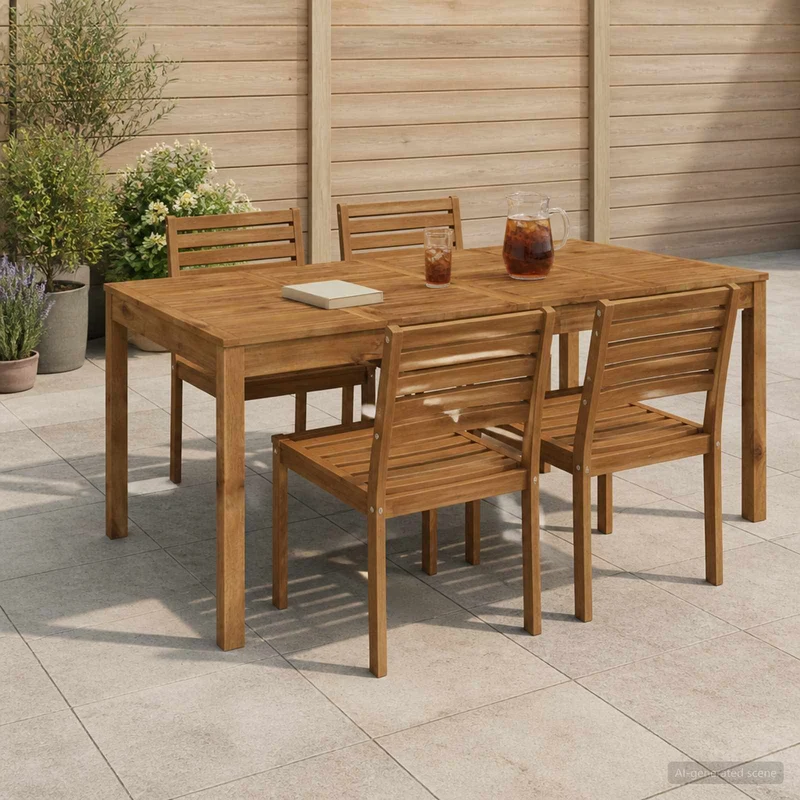 Garden Dinner Table Natural 180 x 88.5 x 75 cm