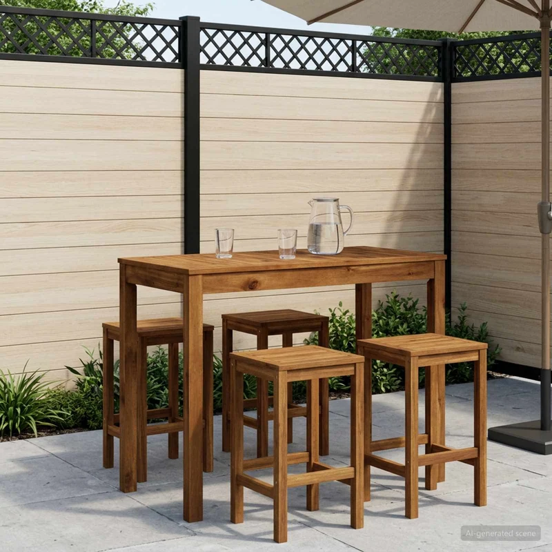 Garden Bar Table Natural 108.5 x 55 x 105 cm Solid Acacia Wood