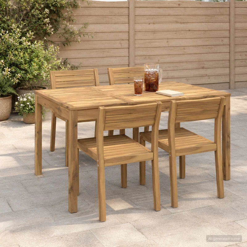 Garden Dinner Table Whitewash 147 x 88.5 x 75 cm