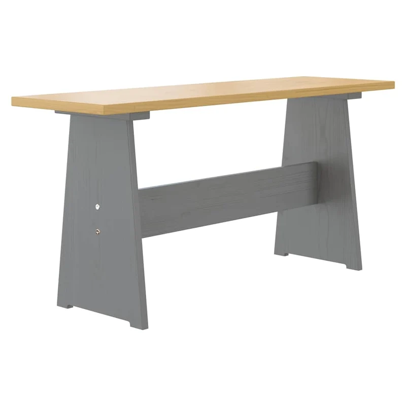 Dining Table with Bench "REINE" Honey Brown&Grey Solid Wood Pine