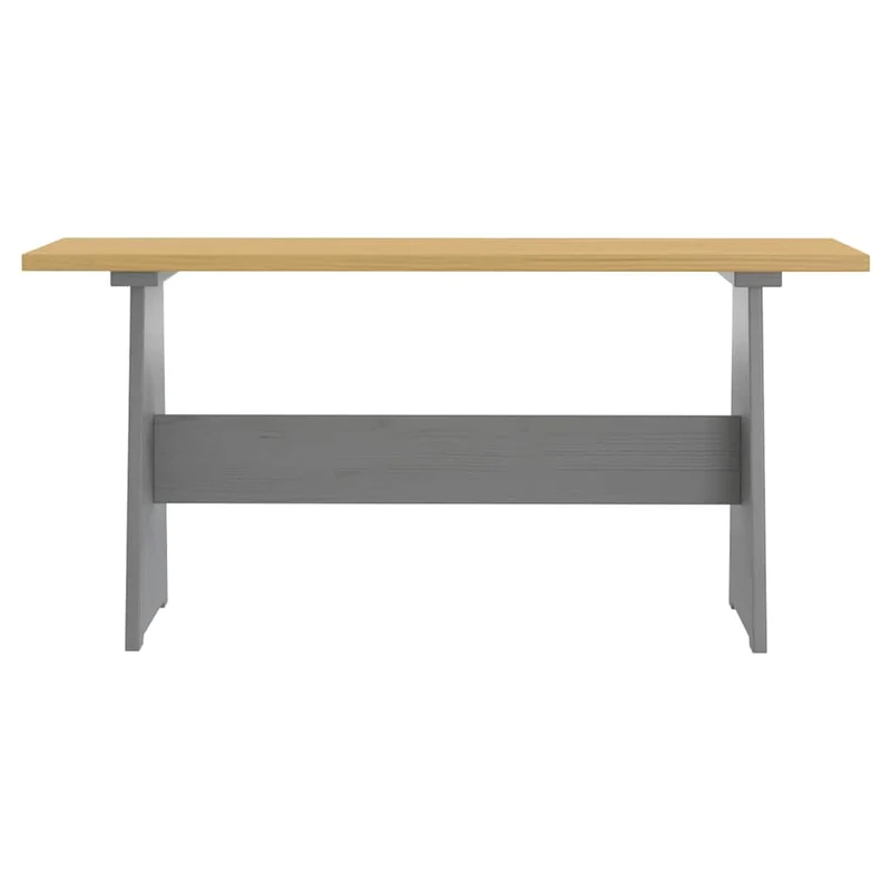 Dining Table with Bench "REINE" Honey Brown&Grey Solid Wood Pine