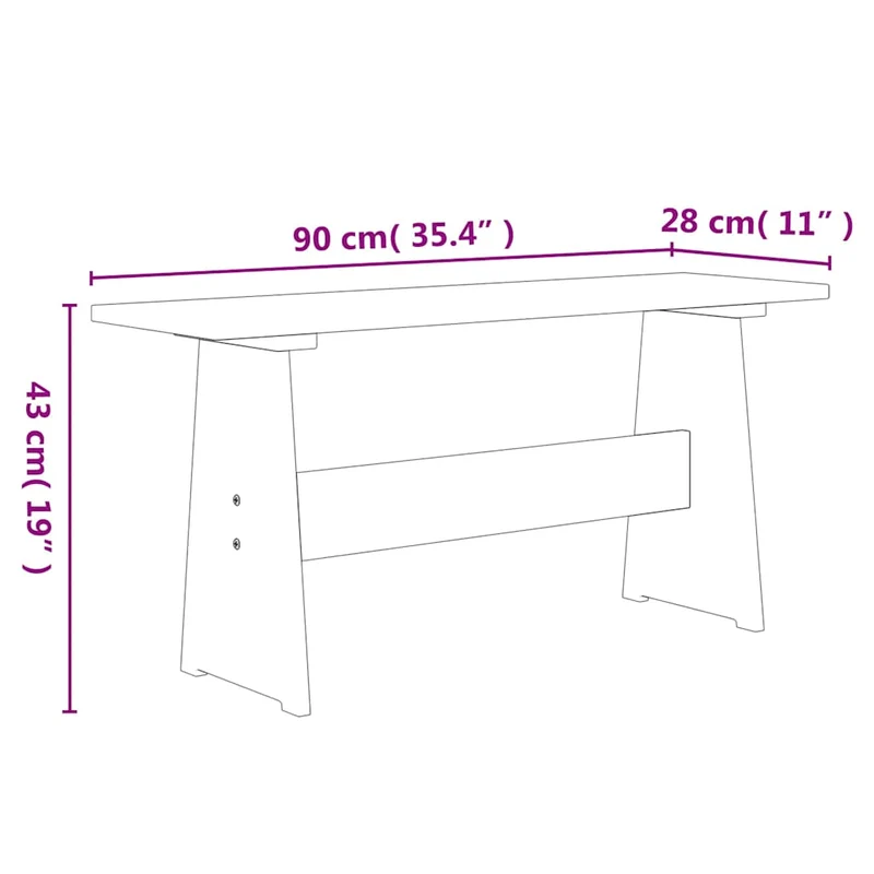 Dining Table with Bench "REINE" Honey Brown&Grey Solid Wood Pine