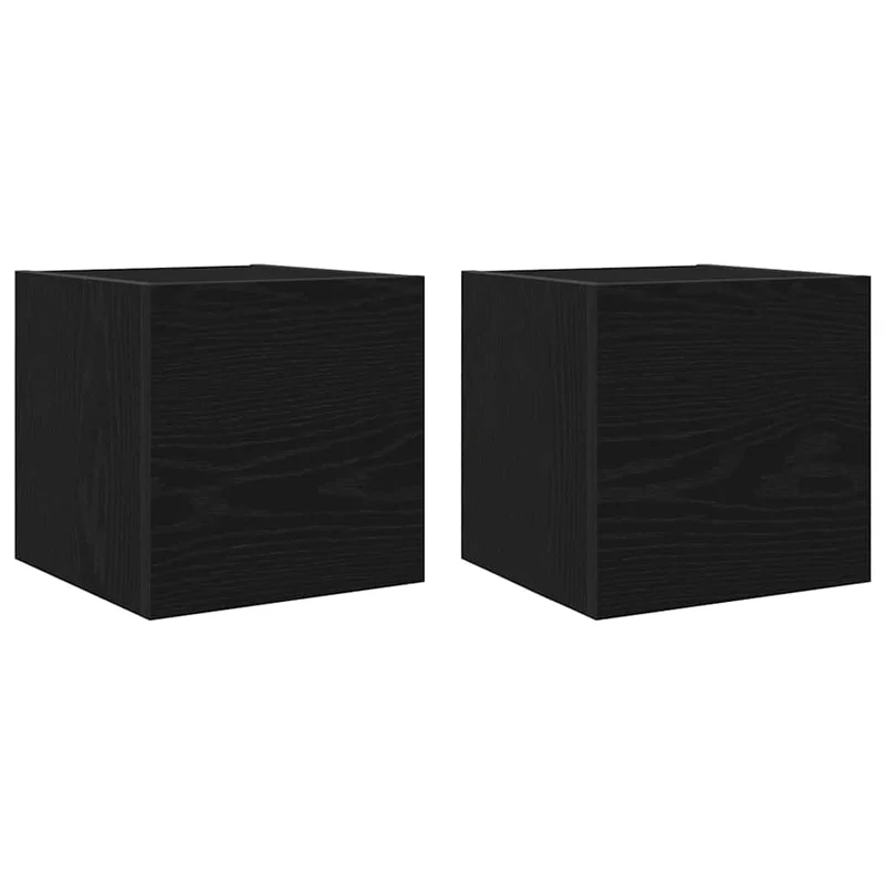 TV Cabinet Set 8 pcs Black Oak Engineered Wood