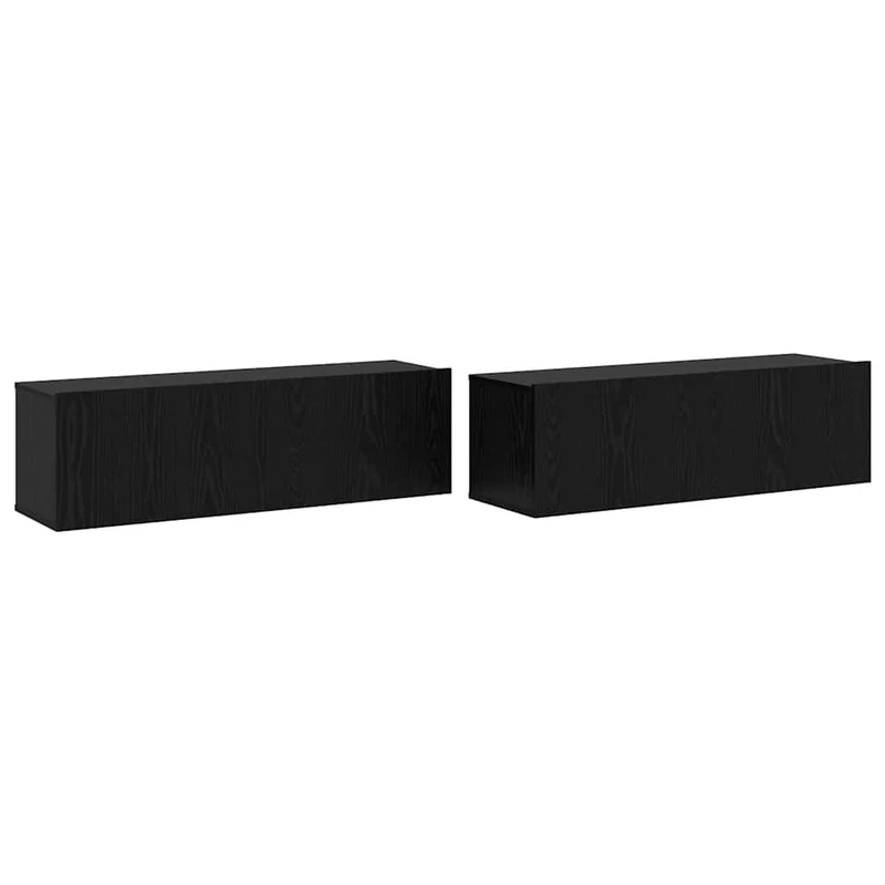 TV Cabinet Set 8 pcs Black Oak Engineered Wood