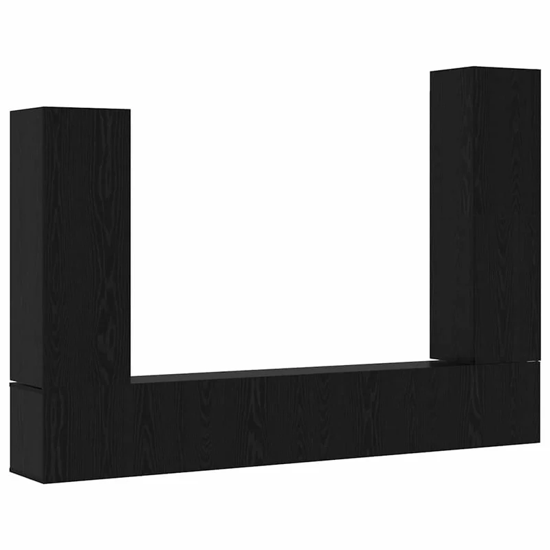 TV Cabinet Set 4 pcs Black Oak Engineered Wood