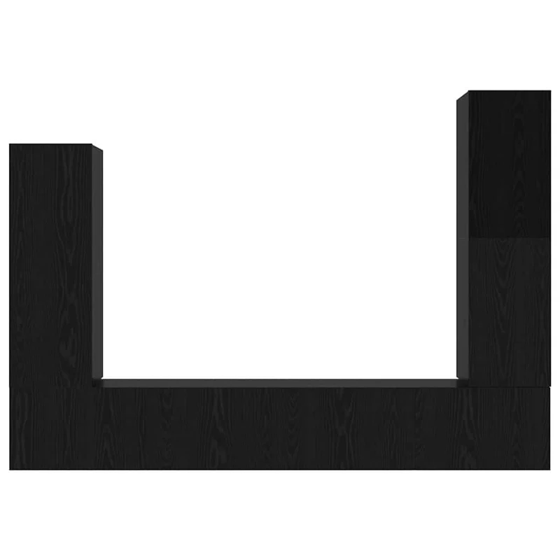 TV Cabinet Set 4 pcs Black Oak Engineered Wood