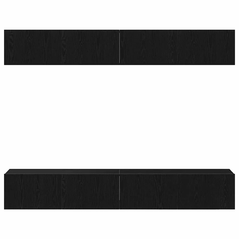 TV Cabinet Set 4 pcs Black Oak Engineered Wood