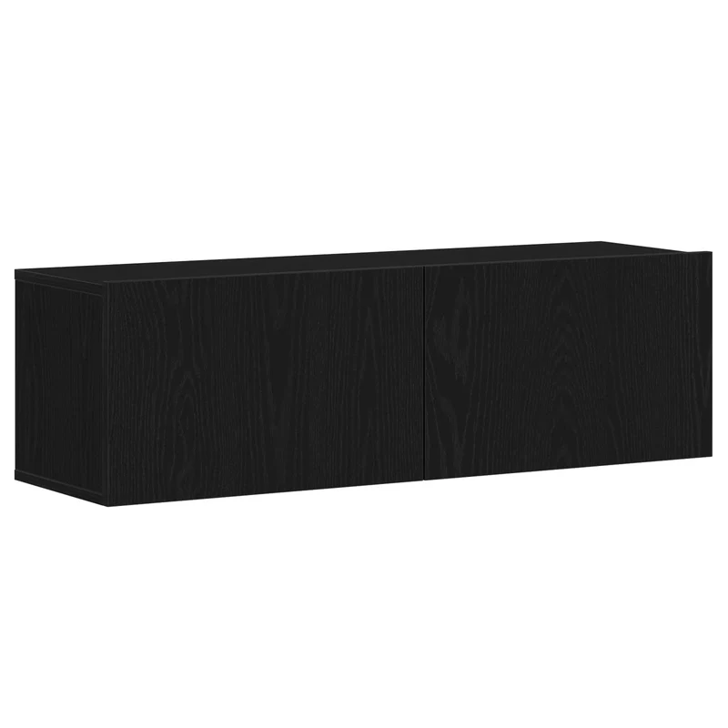TV Cabinet Set 4 pcs Black Oak Engineered Wood