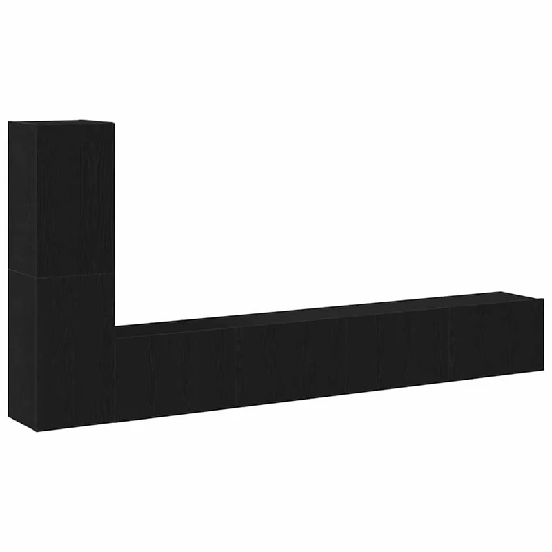 TV Cabinet Set 3 pcs Black Oak Engineered Wood
