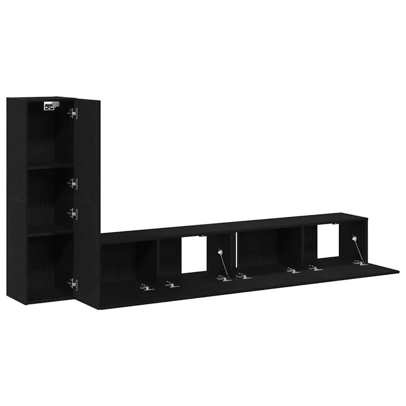 TV Cabinet Set 3 pcs Black Oak Engineered Wood