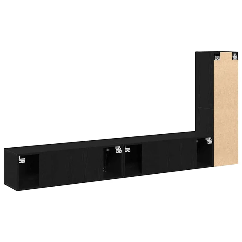 TV Cabinet Set 3 pcs Black Oak Engineered Wood