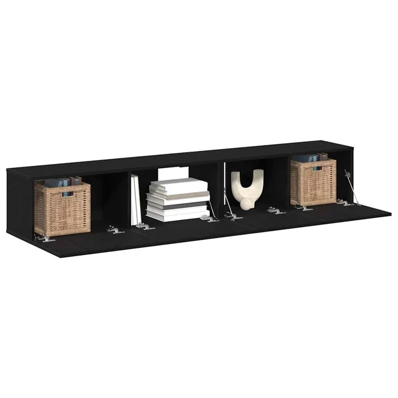TV Cabinet Set 2 pcs Black Oak Engineered Wood