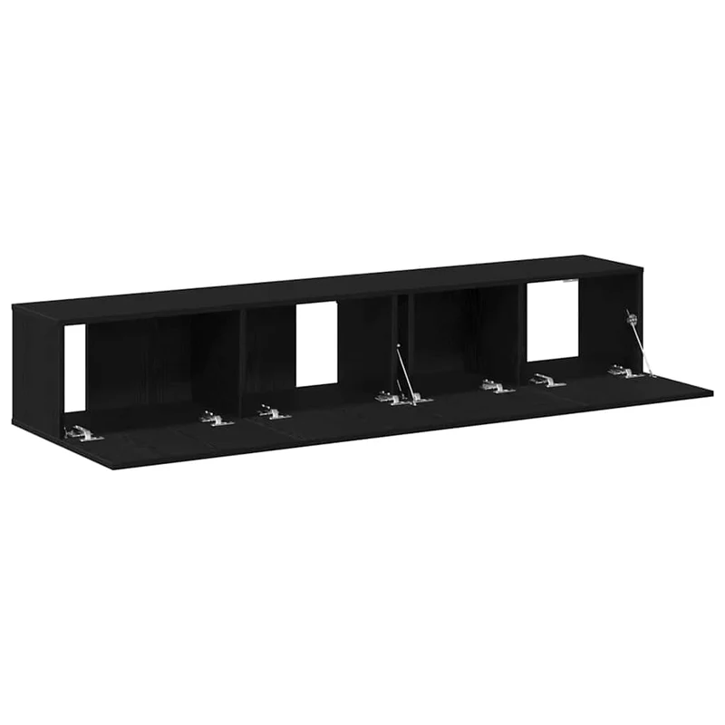 TV Cabinet Set 2 pcs Black Oak Engineered Wood