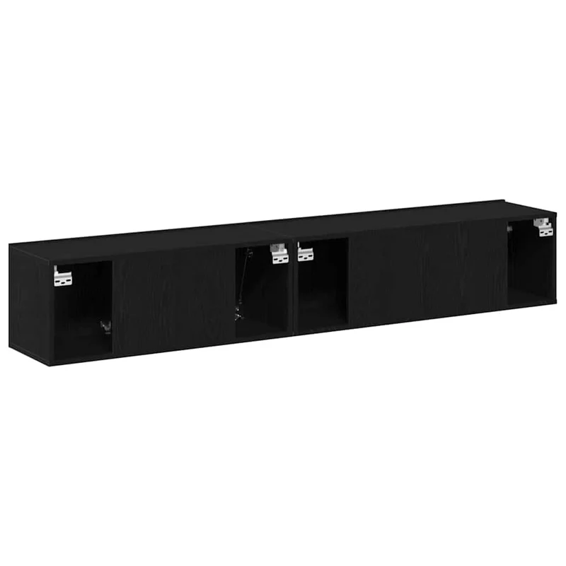 TV Cabinet Set 2 pcs Black Oak Engineered Wood