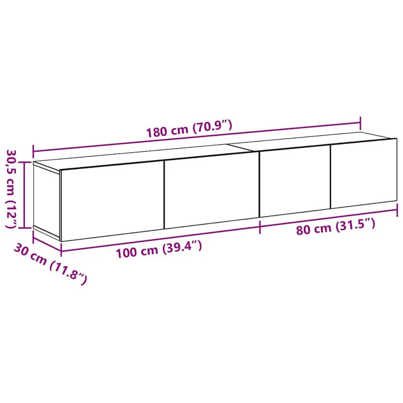TV Cabinet Set 2 pcs Black Oak Engineered Wood