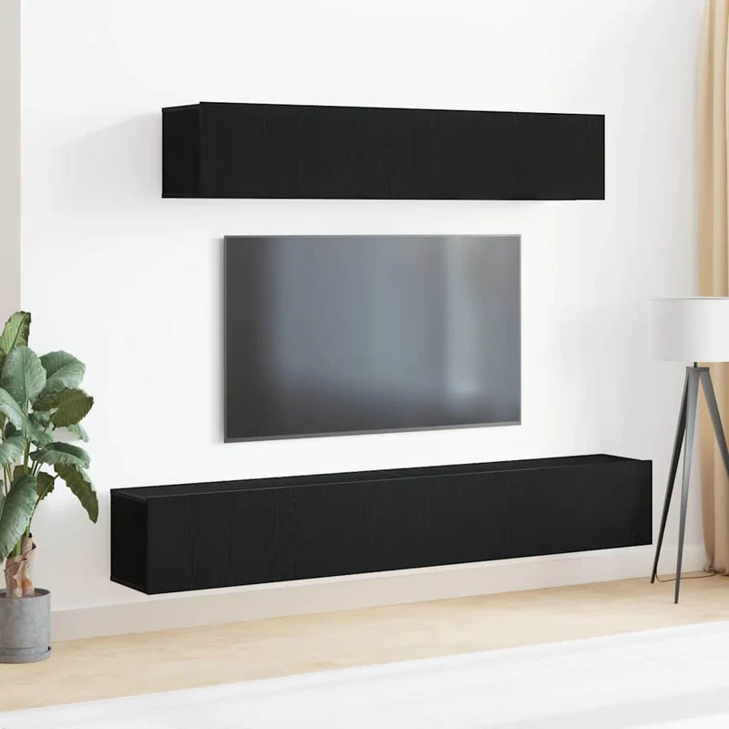 TV Cabinet Set 4 pcs Black Oak