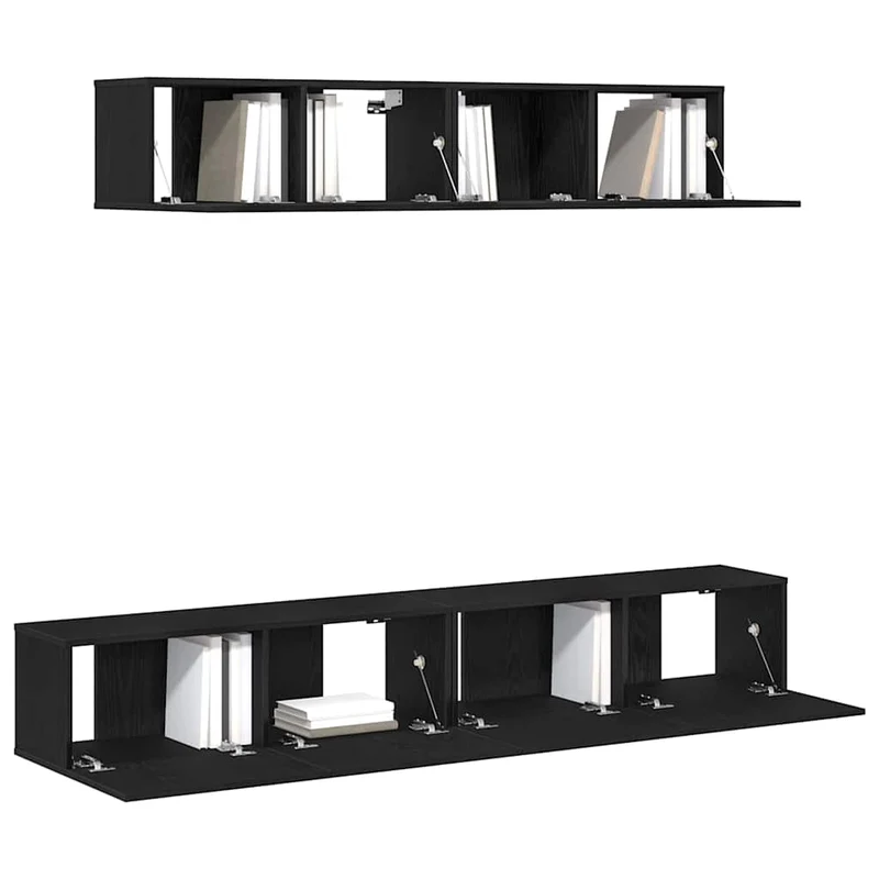 TV Cabinet Set 4 pcs Black Oak