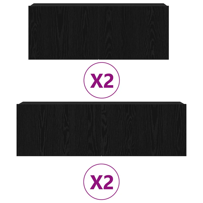 TV Cabinet Set 4 pcs Black Oak