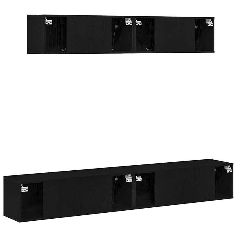 TV Cabinet Set 4 pcs Black Oak