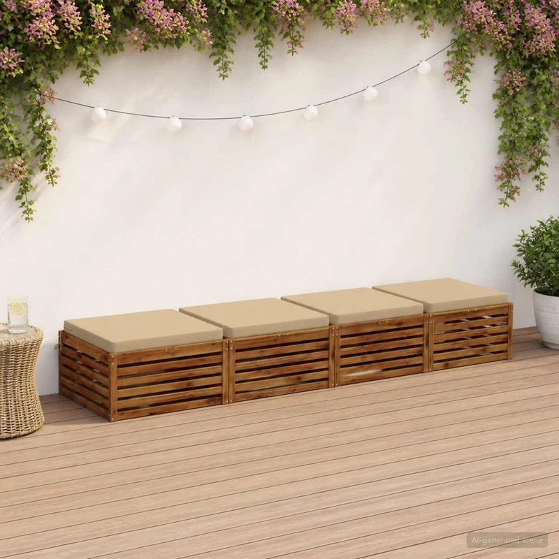 Seat Cushions SOEST 4 pcs 100% Polyester Beige 60 x 60 x 7 cm
