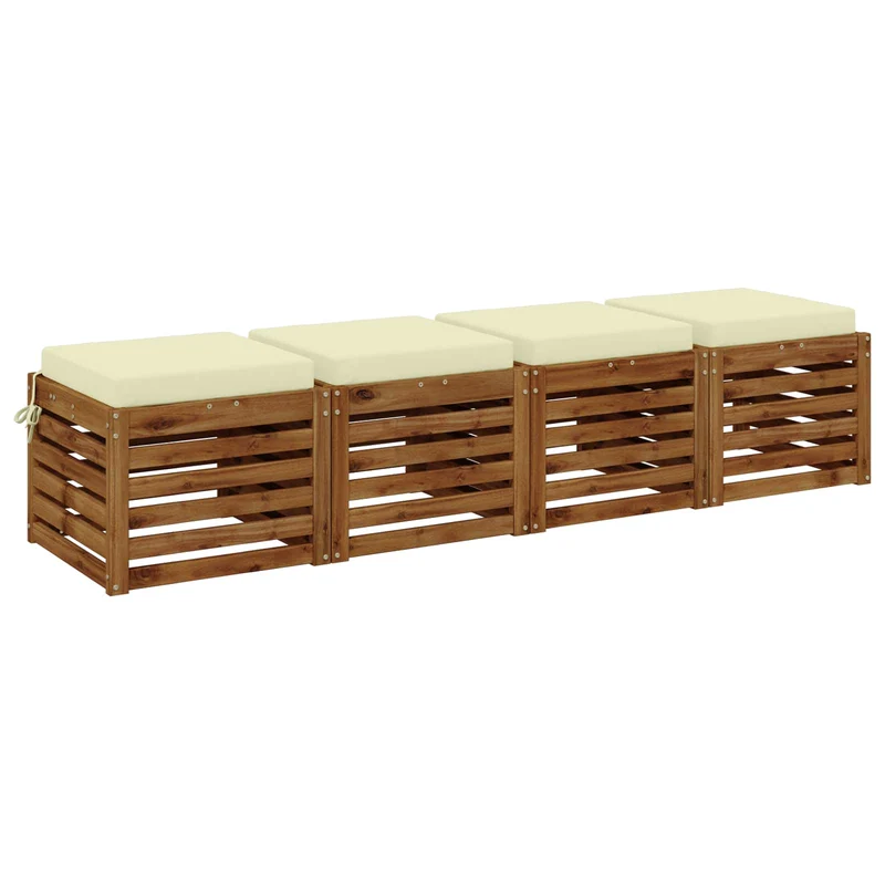 Seat Cushions SOEST 4 pcs 100% Polyester Cream 40 x 40 x 7 cm